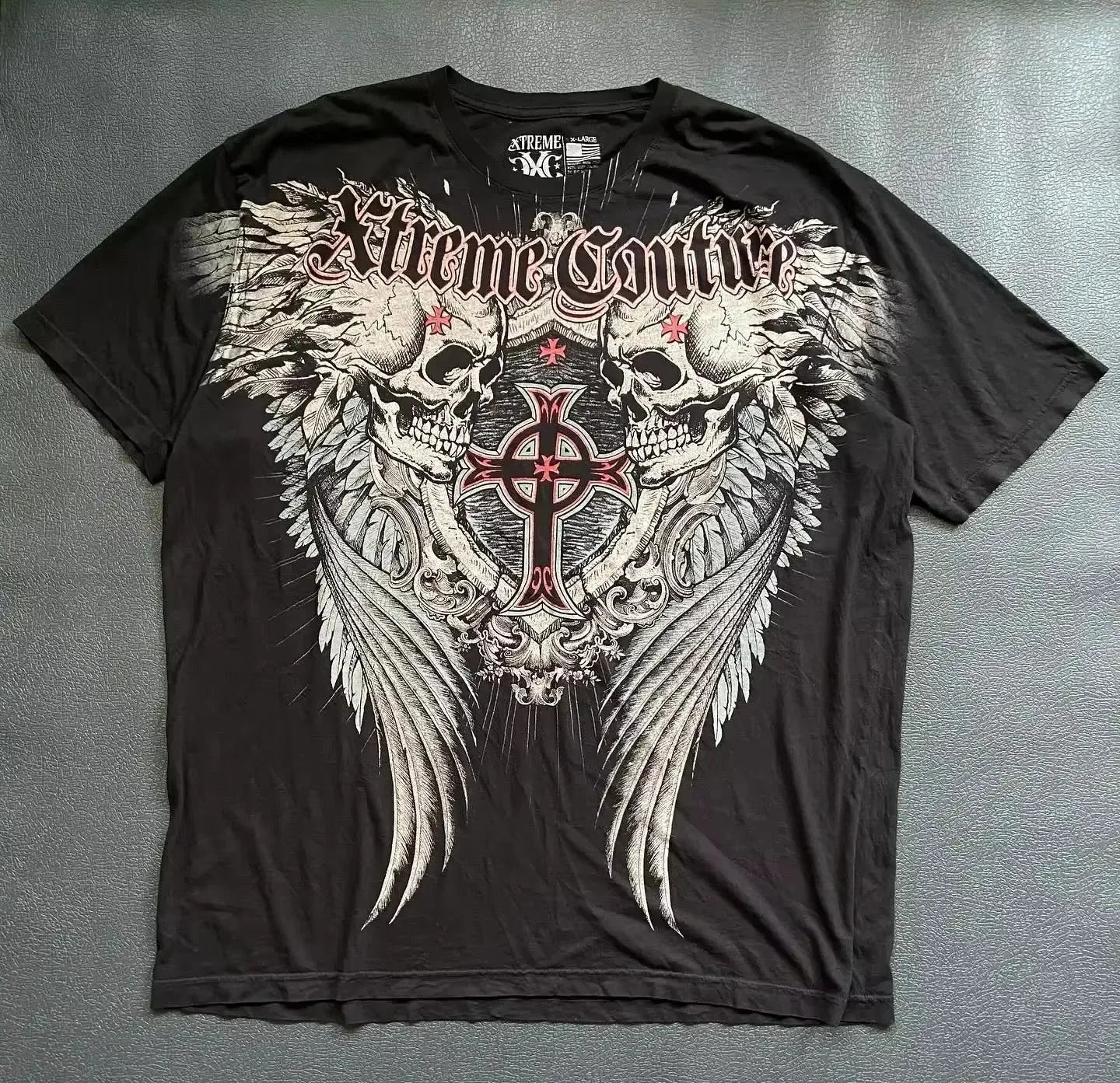Cheap T-shirt Jerseys Xtreme Couture Short Sleeves Man Y2K Full Sleeve Skull Printing Retro Darkly Style T Shirts Fashion Pure Cotton Tops