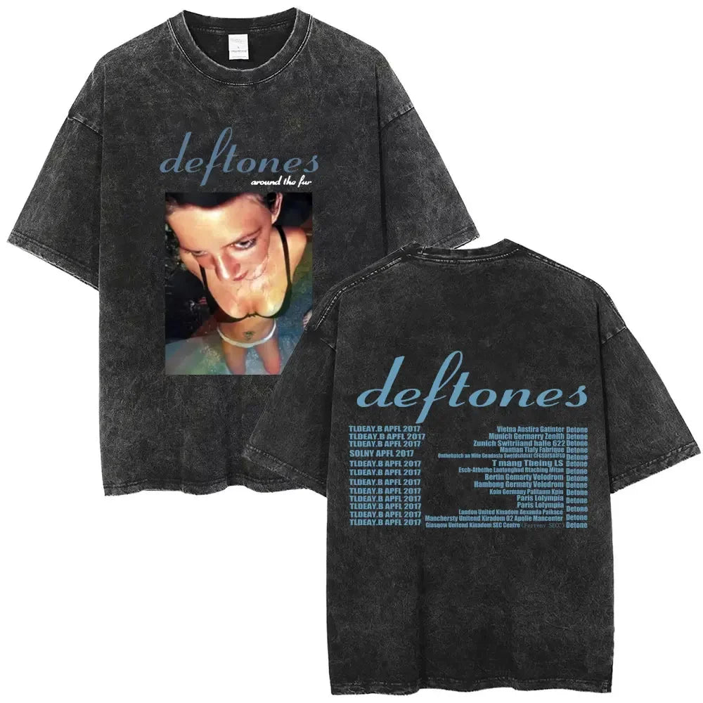Cheap T-shirt Jerseys New Arrival Mens Clothes Tee Shirt Homme Washed Vintage Rock Band Deftones Private Music Graphic  Men Clothing New in Top & Tees
