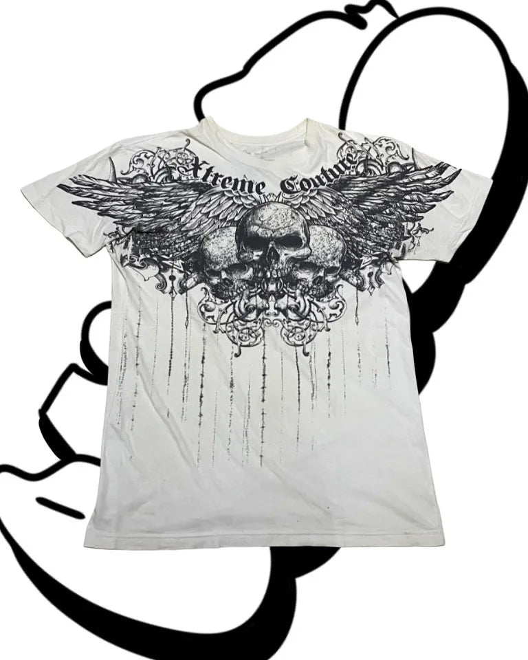 Cheap T-shirt Jerseys Xtreme Couture Short Sleeves Man Y2K Full Sleeve Skull Printing Retro Darkly Style T Shirts Fashion Pure Cotton Tops