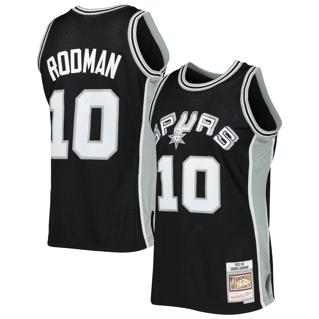 tocy SA.Spurs #10 Dennis Rodman Mitchell & Ness Black 1993-1994 Hardwood Classics Swingman Jerseys