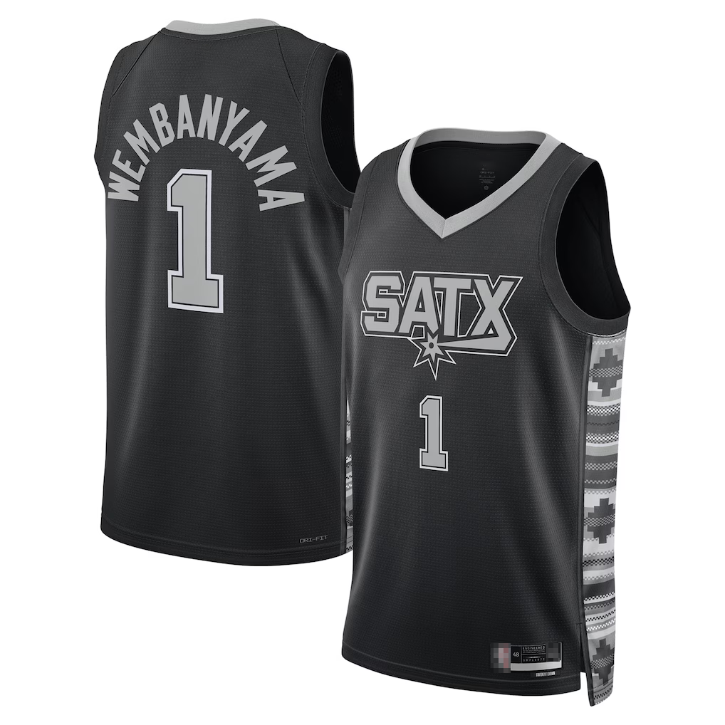 tocy SA.Spurs #1 Victor Wembanyama Black Swingman Jerseys - Statement Edition