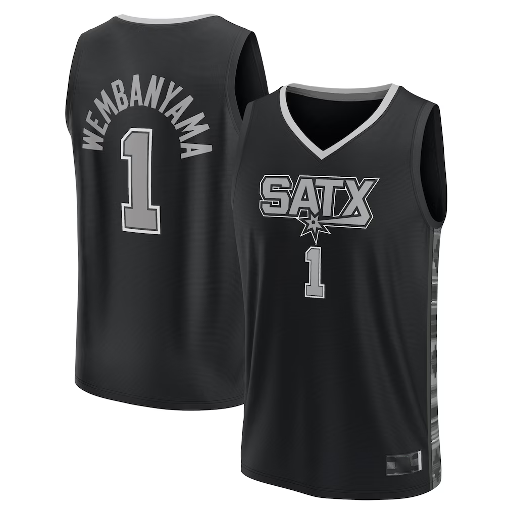 tocy SA.Spurs #1 Victor Wembanyama Fanatics Black Fast Break Player Jerseys - Statement Edition