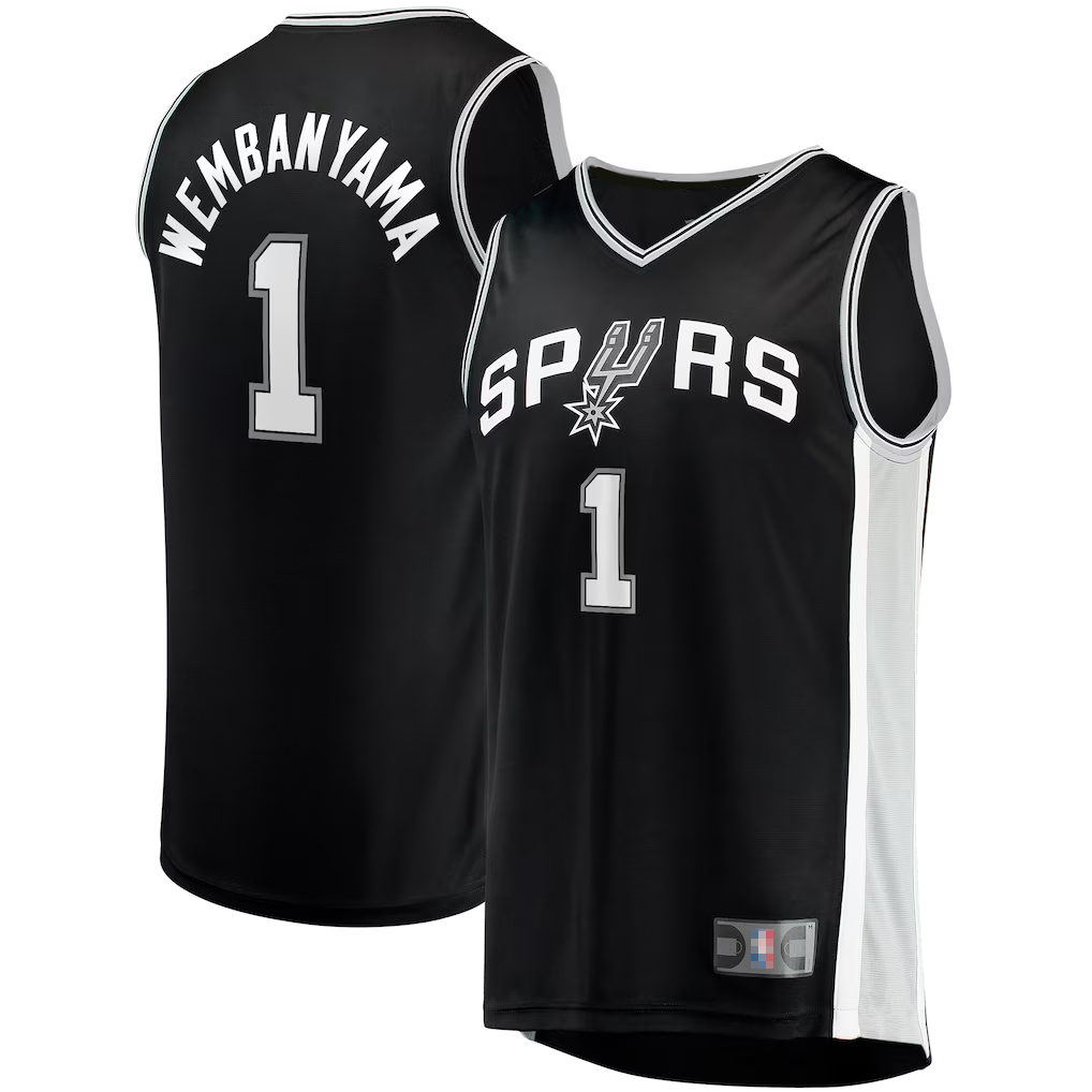 tocy SA.Spurs #1 Victor Wembanyama Fanatics Black Fast Break Replica Jerseys - Icon Edition