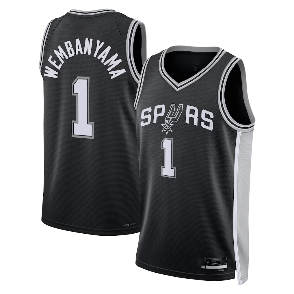 tocy SA.Spurs #1 Victor Wembanyama Fanatics Black Fast Break Replica Player Jerseys - Icon Edition