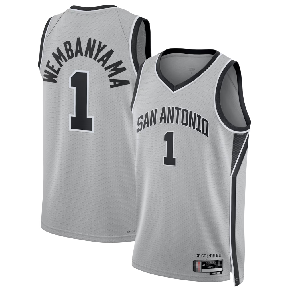 tocy SA.Spurs #1 Victor Wembanyama Silver Swingman Jerseys - Statement Edition