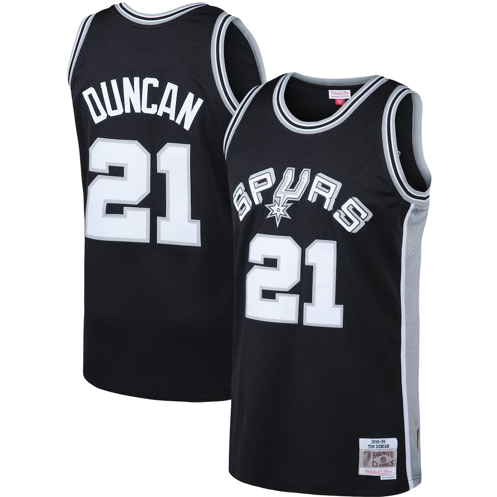 tocy SA.Spurs #21 Tim Duncan Mitchell & Ness Black 1998-1999 Big & Tall Hardwood Classics Swingman Jerseys