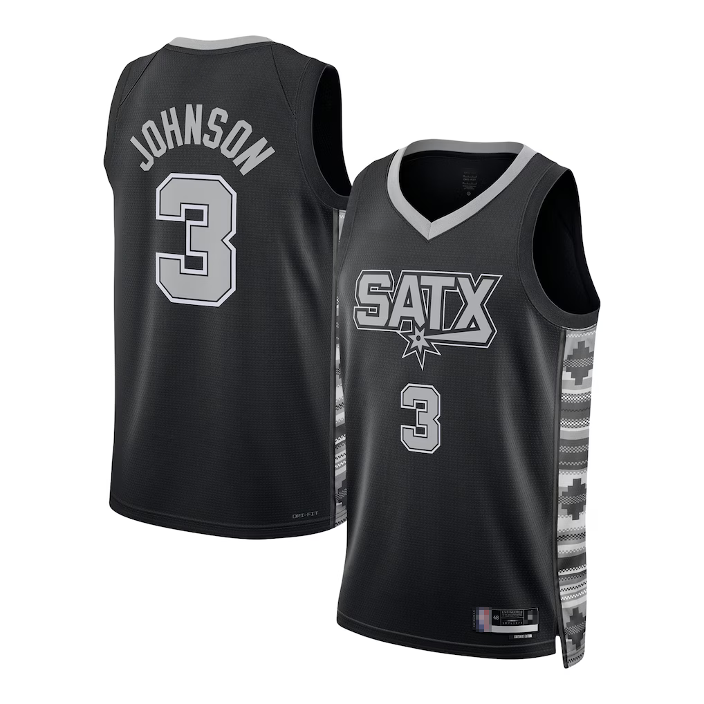 tocy SA.Spurs #3 Keldon Johnson Black Swingman Jerseys - Statement Edition