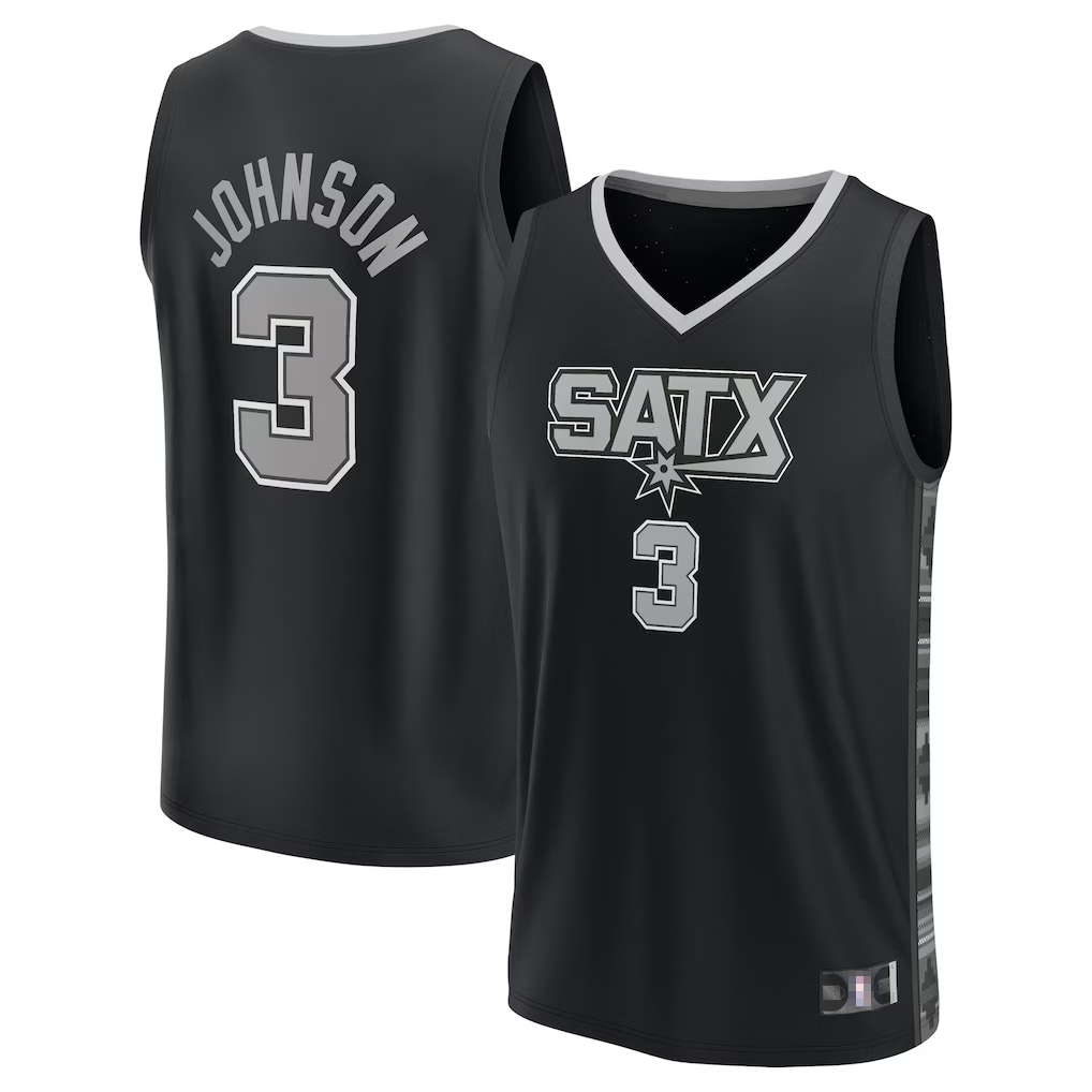 tocy SA.Spurs #3 Keldon Johnson Fanatics Black Fast Break Replica Player Jerseys - Statement Edition