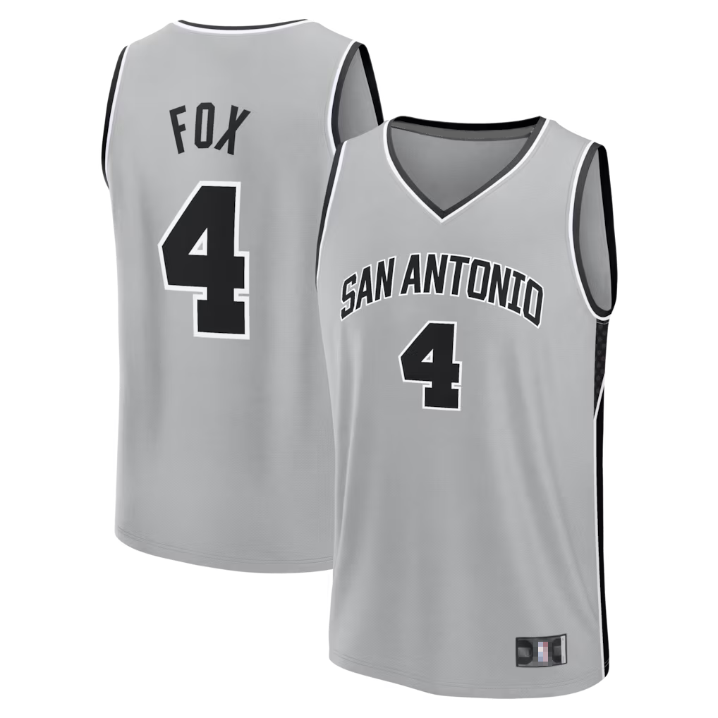 tocy SA.Spurs #4 De'Aaron Fox Fanatics Silver Fast Break Jerseys - Statement Edition