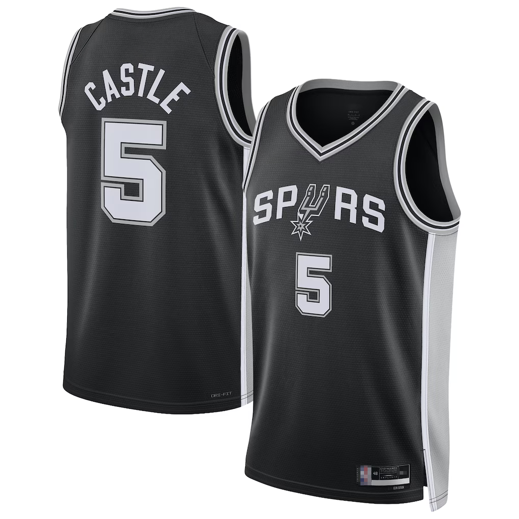 tocy SA.Spurs #5 Stephon Castle Black Swingman Jerseys - Icon Edition