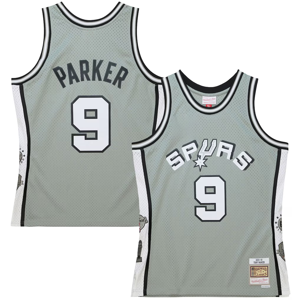 tocy SA.Spurs #9 Tony Parker Mitchell & Ness Gray Hall of Fame Class of 2023 Throwback Swingman Jerseys