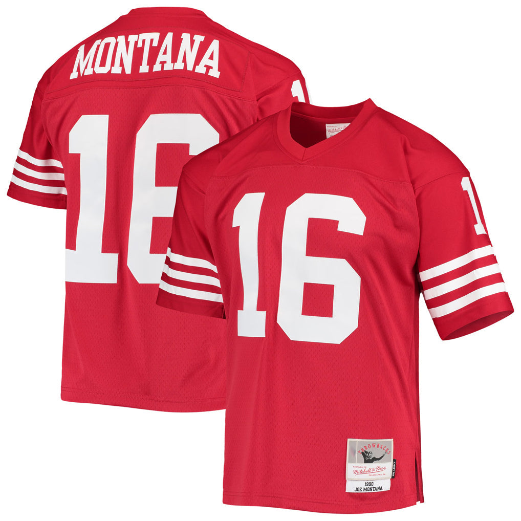 tocy SF.49ers #16 Joe Montana Player Mitchell & Ness Legacy Replica Scarlet Stitched Jerseys