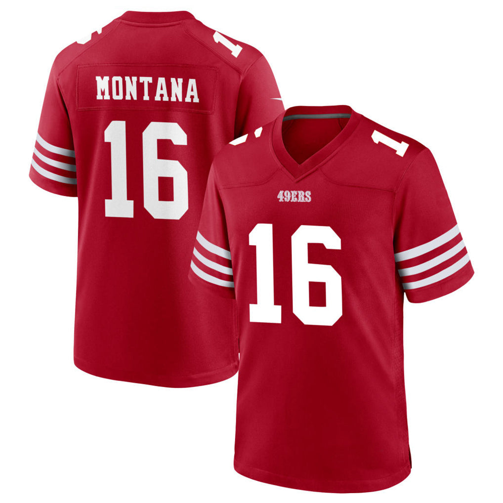 tocy SF.49ers #16 Joe Montana Player Scarlet Home Game Stitched Jerseys
