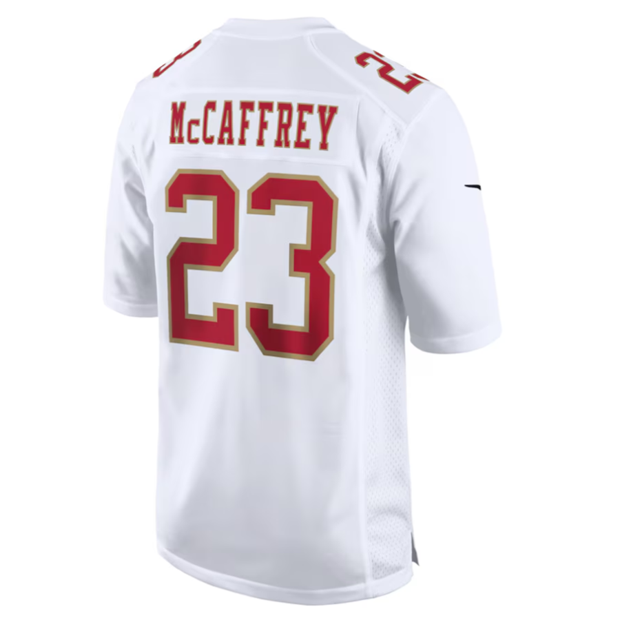 tocy SF.49ers #23 Christian McCaffrey Player Tundra White Fashion Game Stitched Jersey