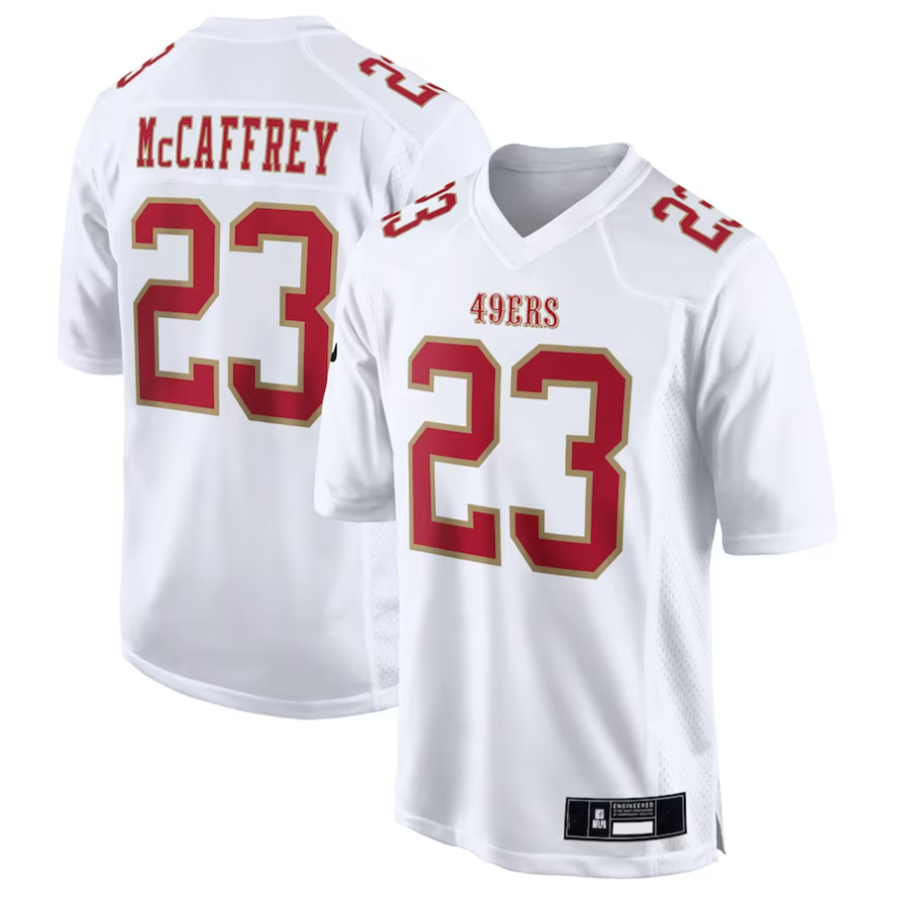 tocy SF.49ers #23 Christian McCaffrey Player Tundra White Fashion Game Stitched Jerseys