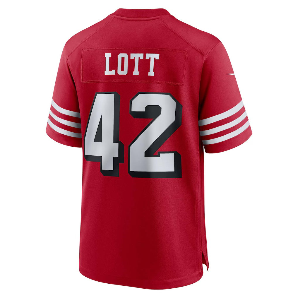 tocy SF.49ers #42 Ronnie Lott Scarlet Retired Player Alternate Game Stitched Jerseys