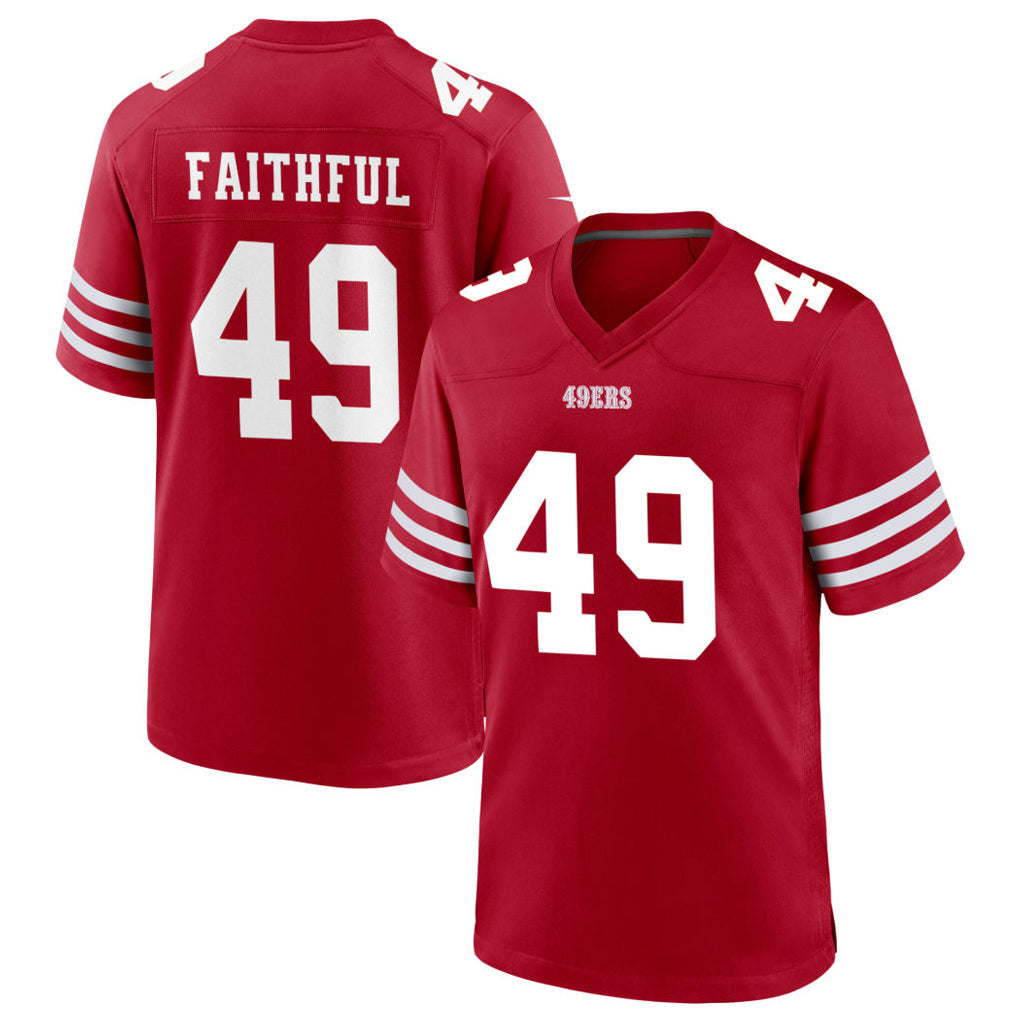 tocy SF.49ers #49 The Faithful Player Scarlet Home Game Football Jerseys
