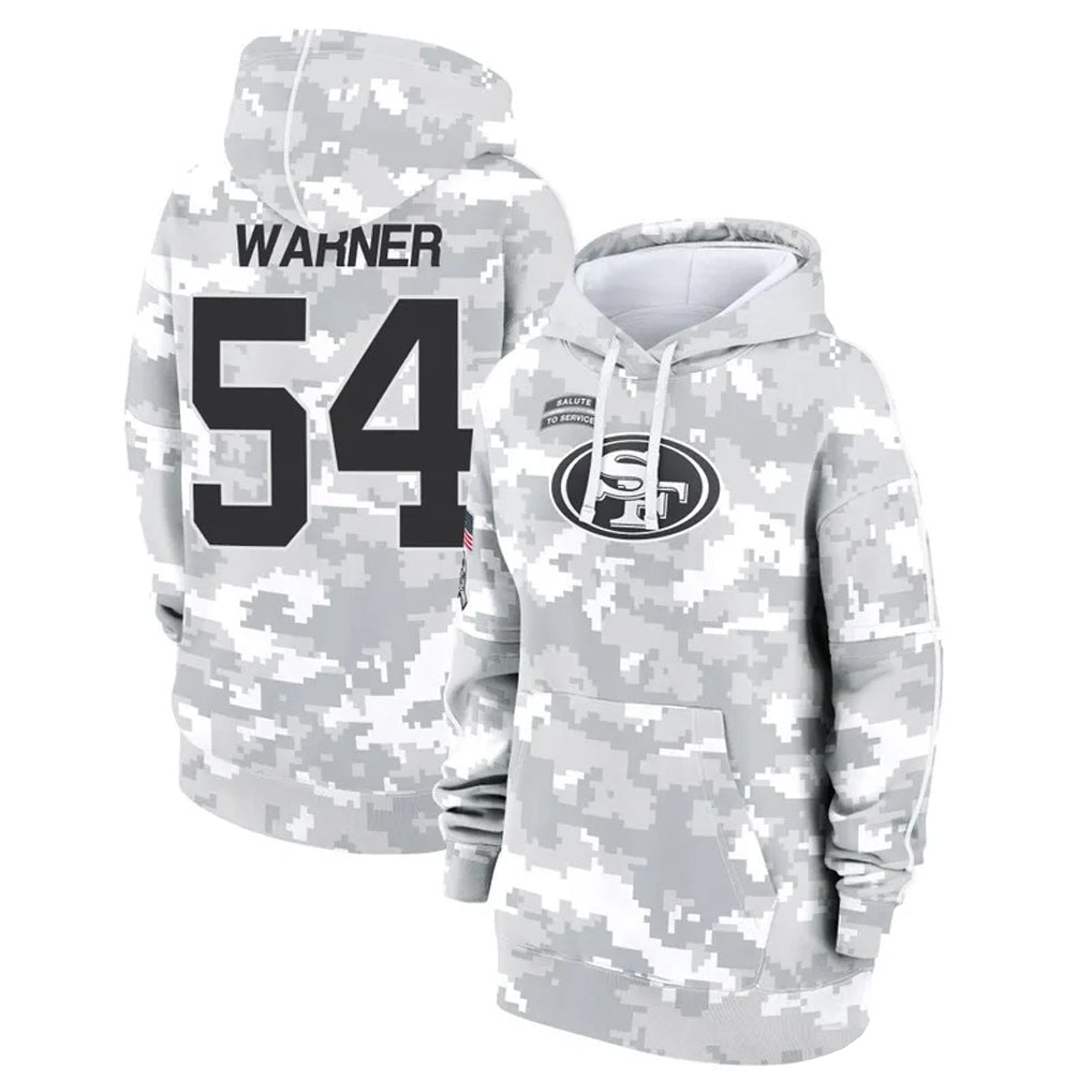 tocy SF.49ers #54 Fred Warner Player Arctic Camo Salute to Service Hoodies Stitched Jerseys