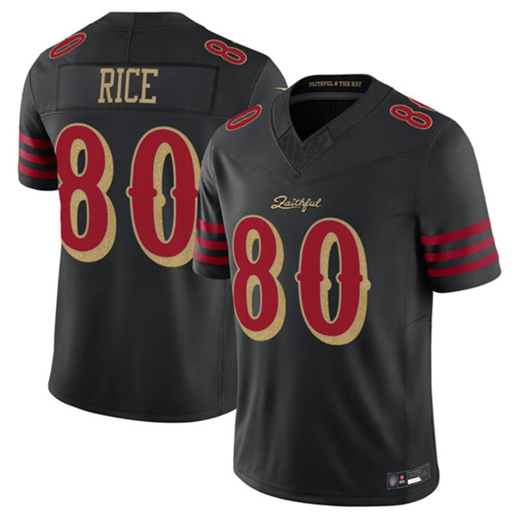 tocy SF.49ers #80 Jerry Rice Player Black Vapor F.U.S.E. Limited Stitched Jerseys