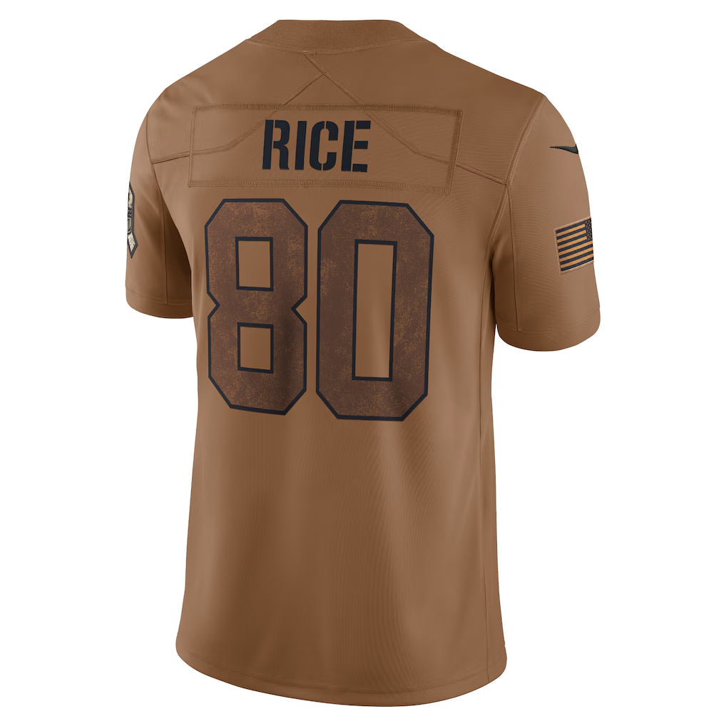 tocy SF.49ers #80 Jerry Rice Player Brown Salute To Service Limited Stitched Jerseys