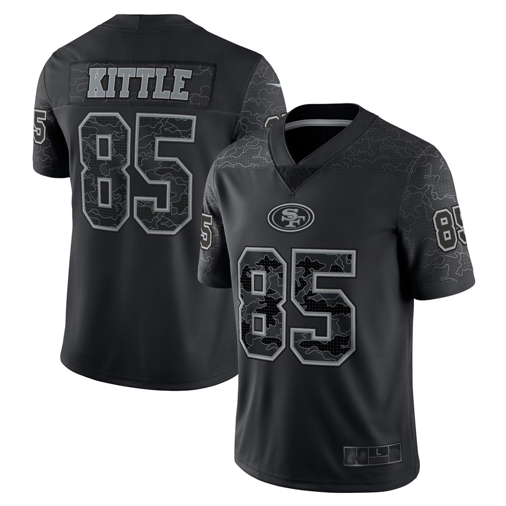 tocy SF.49ers #85 George Kittle Player Black RFLCTV Limited Stitched Jerseys