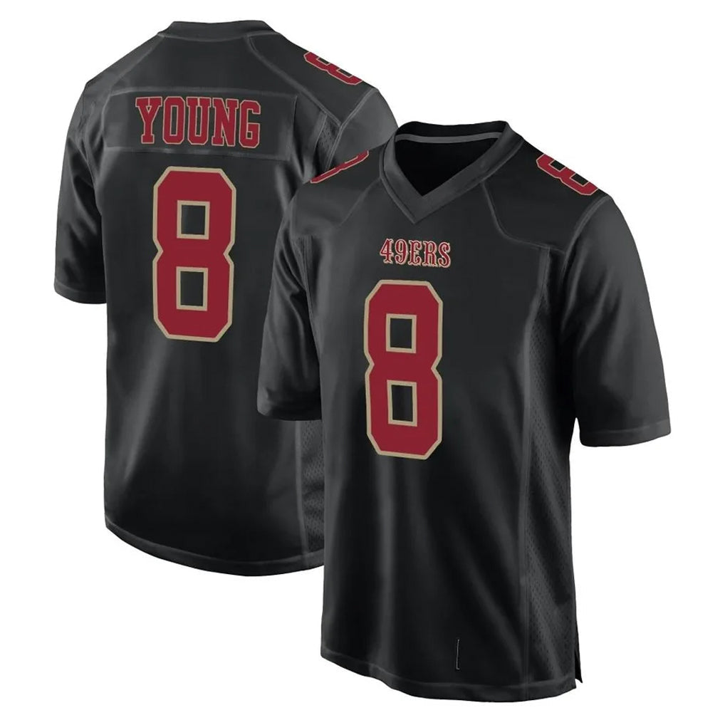 tocy SF.49ers #8 Steve Young Player Black Fashion Game Football Jerseys
