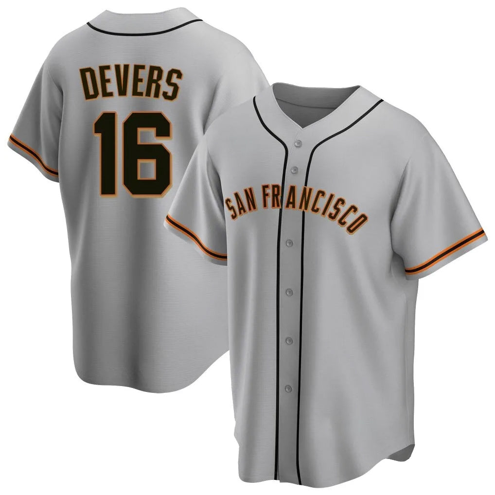 tocy SF.Giants #16 Rafael Devers Player Gray Home Game Stitched Jerseys