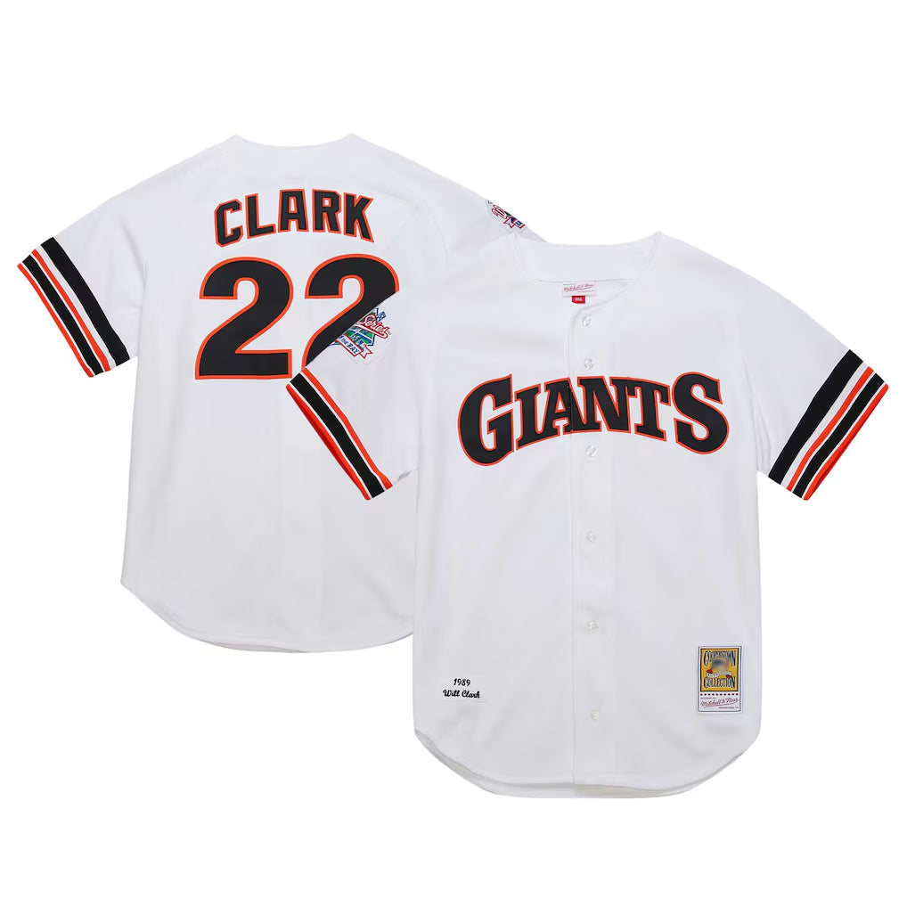 tocy SF.Giants #22 Will Clark Player White Mitchell & Ness Cooperstown Collection 1989 Limited Stitched Jerseys