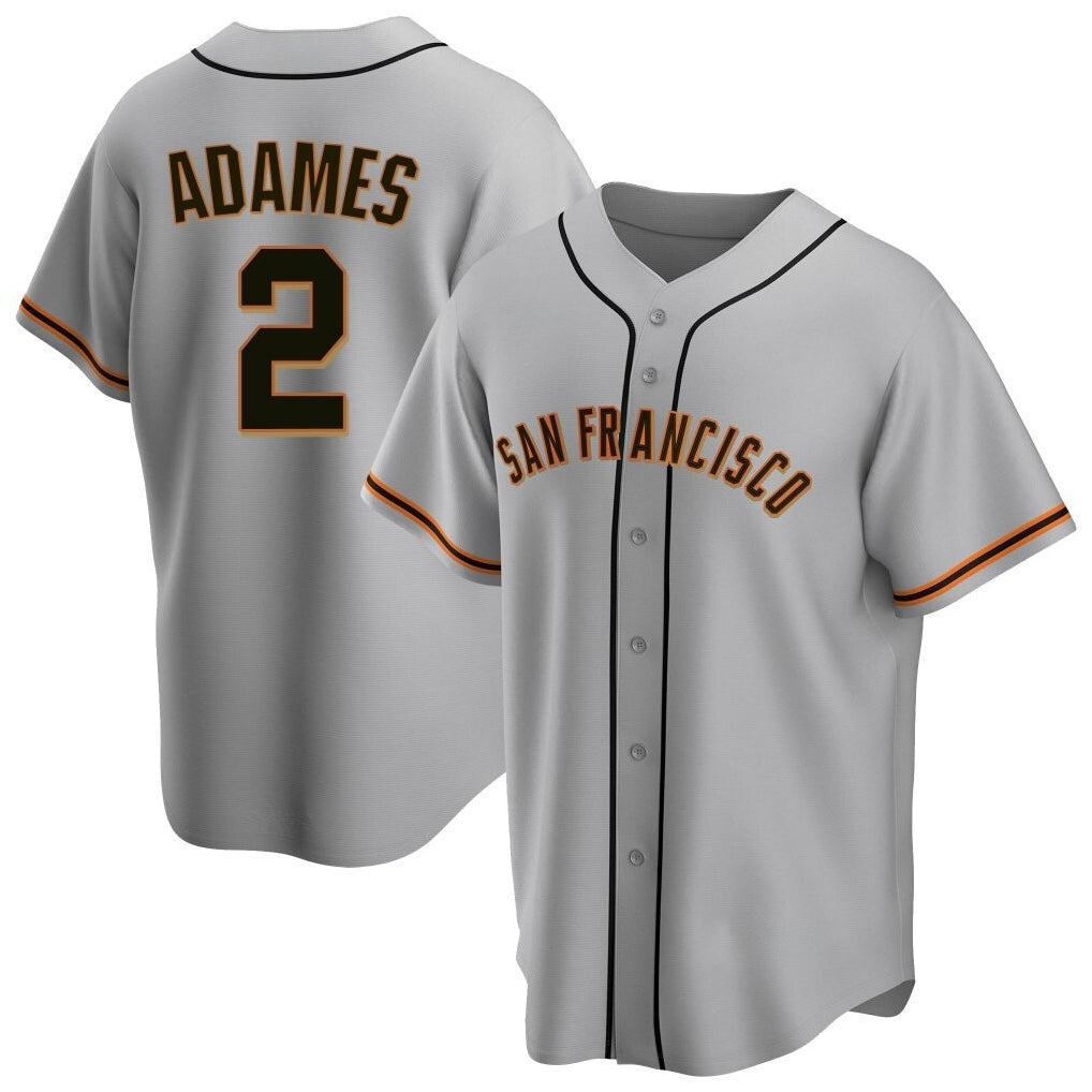 tocy SF.Giants #2 Willy Adames Player Gray Home Game Stitched Jerseys