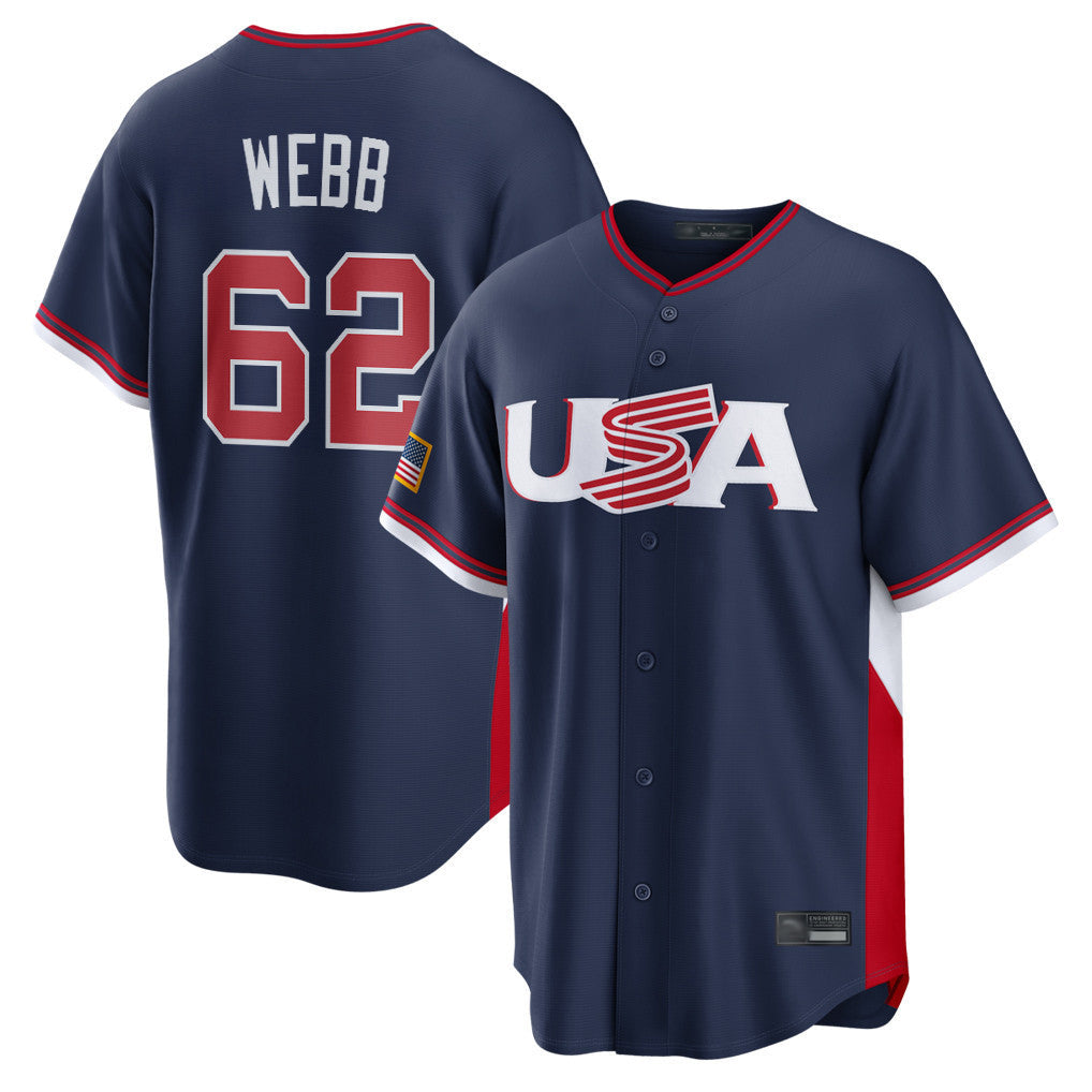 tocy SF.Giants #62 Logan Webb Player Navy USA 2026 World Classic Road Limited Stitched Jerseys