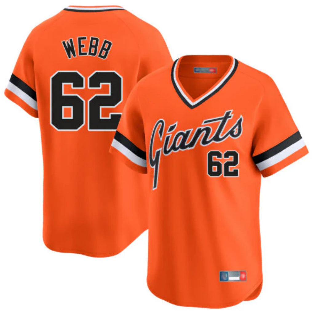 tocy SF.Giants #62 Logan Webb Player Orange Home Game T-shirt Stitched Jerseys