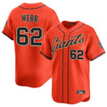 tocy SF.Giants #62 Logan Webb Player Orange Home Limited Stitched Jerseys