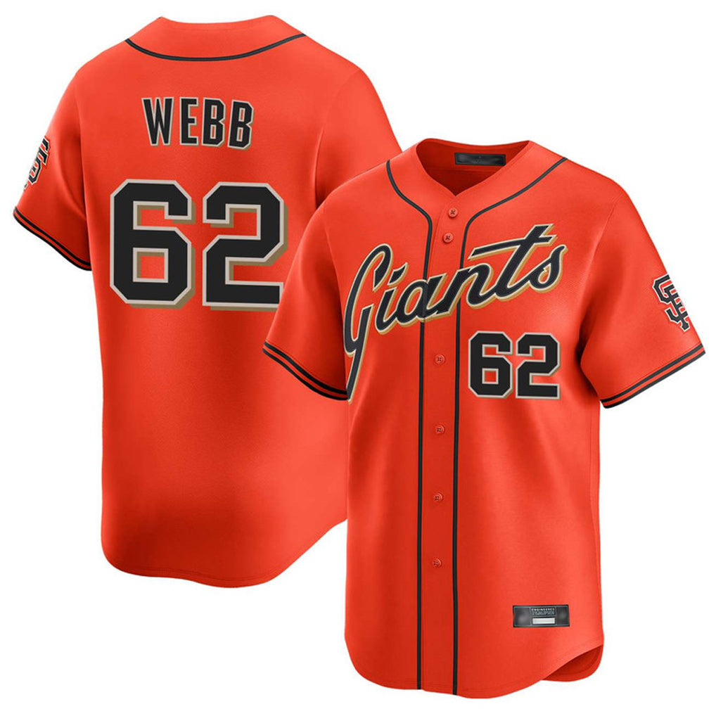 tocy SF.Giants #62 Logan Webb Player Orange Home Limited Stitched Jerseys