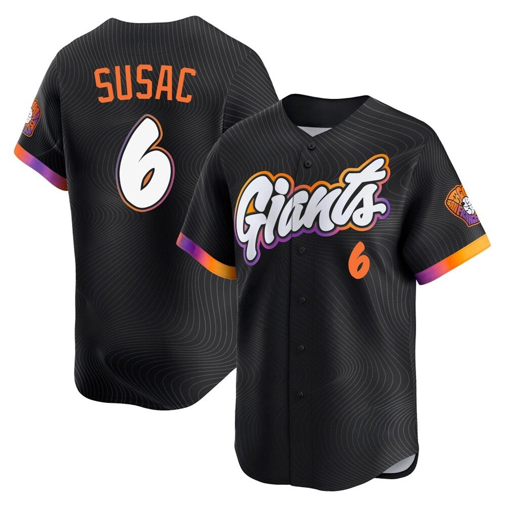 tocy SF.Giants #6 Daniel Susac Player Black 2025 City Connect Home Limited Stitched Jerseys