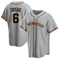 tocy SF.Giants #6 Daniel Susac Player Gray Home Game Stitched Jerseys