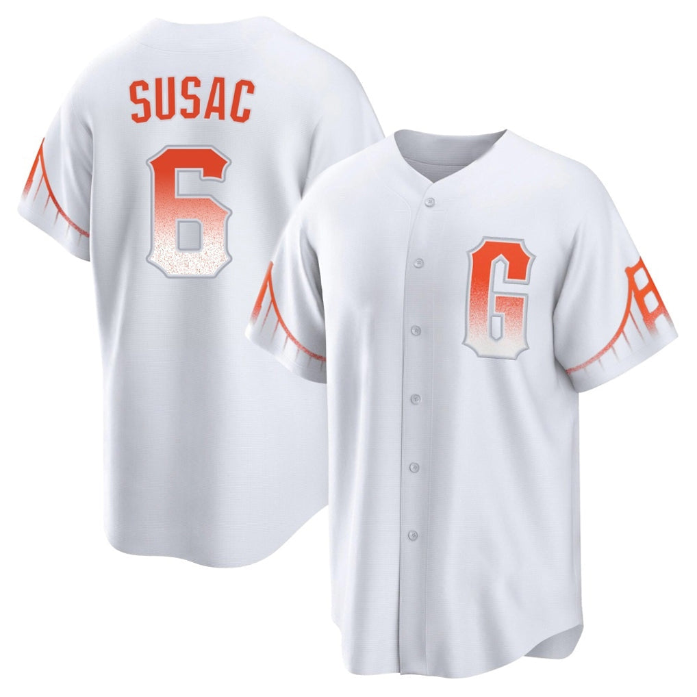 tocy SF.Giants #6 Daniel Susac Player White City Connect Home Game Stitched Jerseys