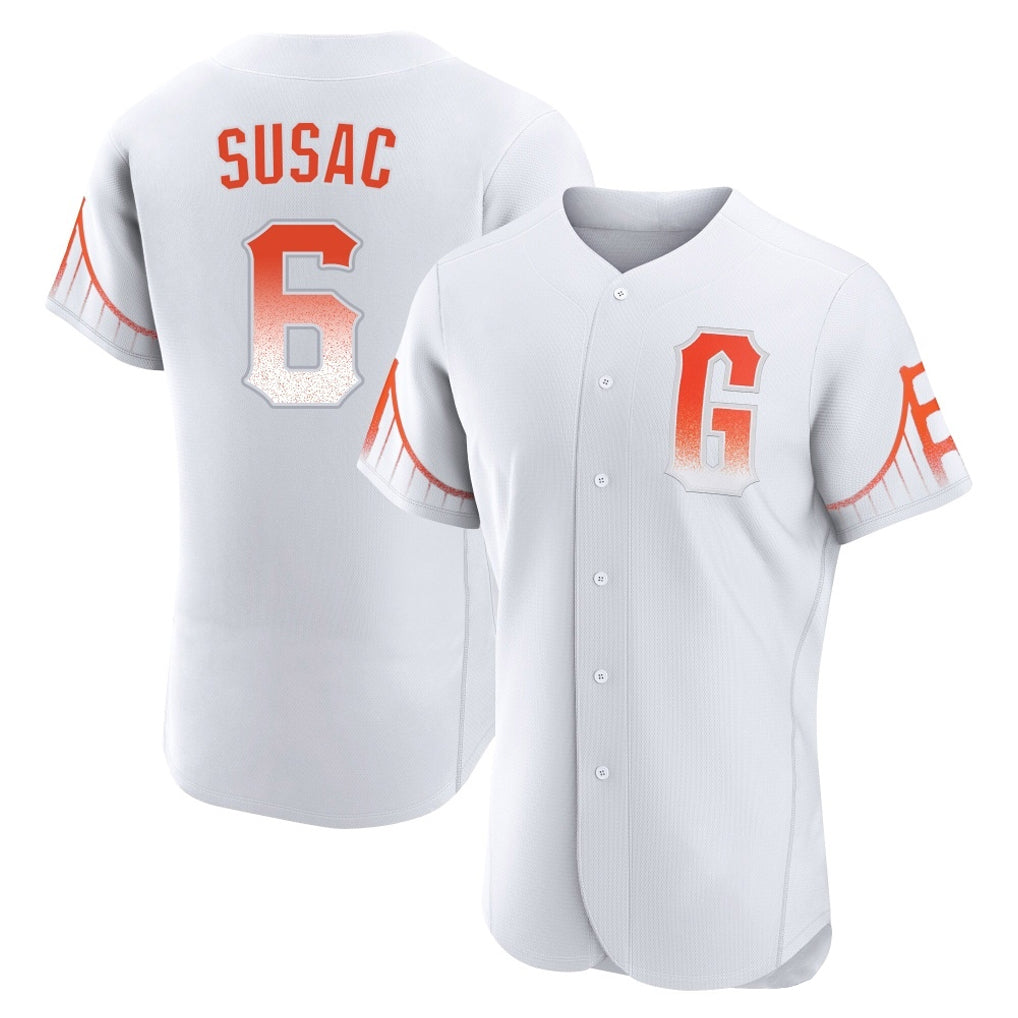 tocy SF.Giants #6 Daniel Susac Player White City Connect Home Limited Elite Stitched Jerseys