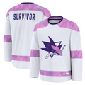 Tocy S.Jose Sharks White Hockey Fights Cancer Survivor Practice Jerseys