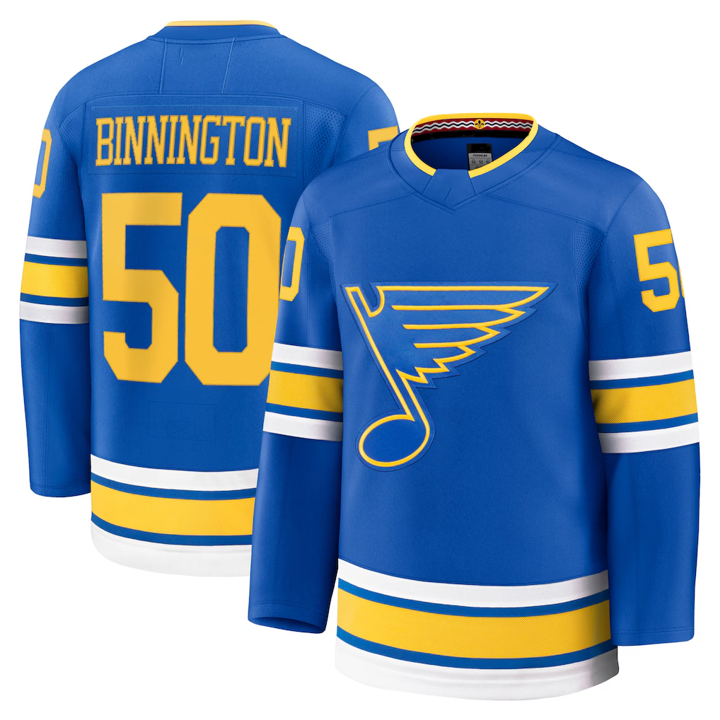 Tocy St.L.Blues #50 Jordan Binnington Blue Home Premium Player Jerseys
