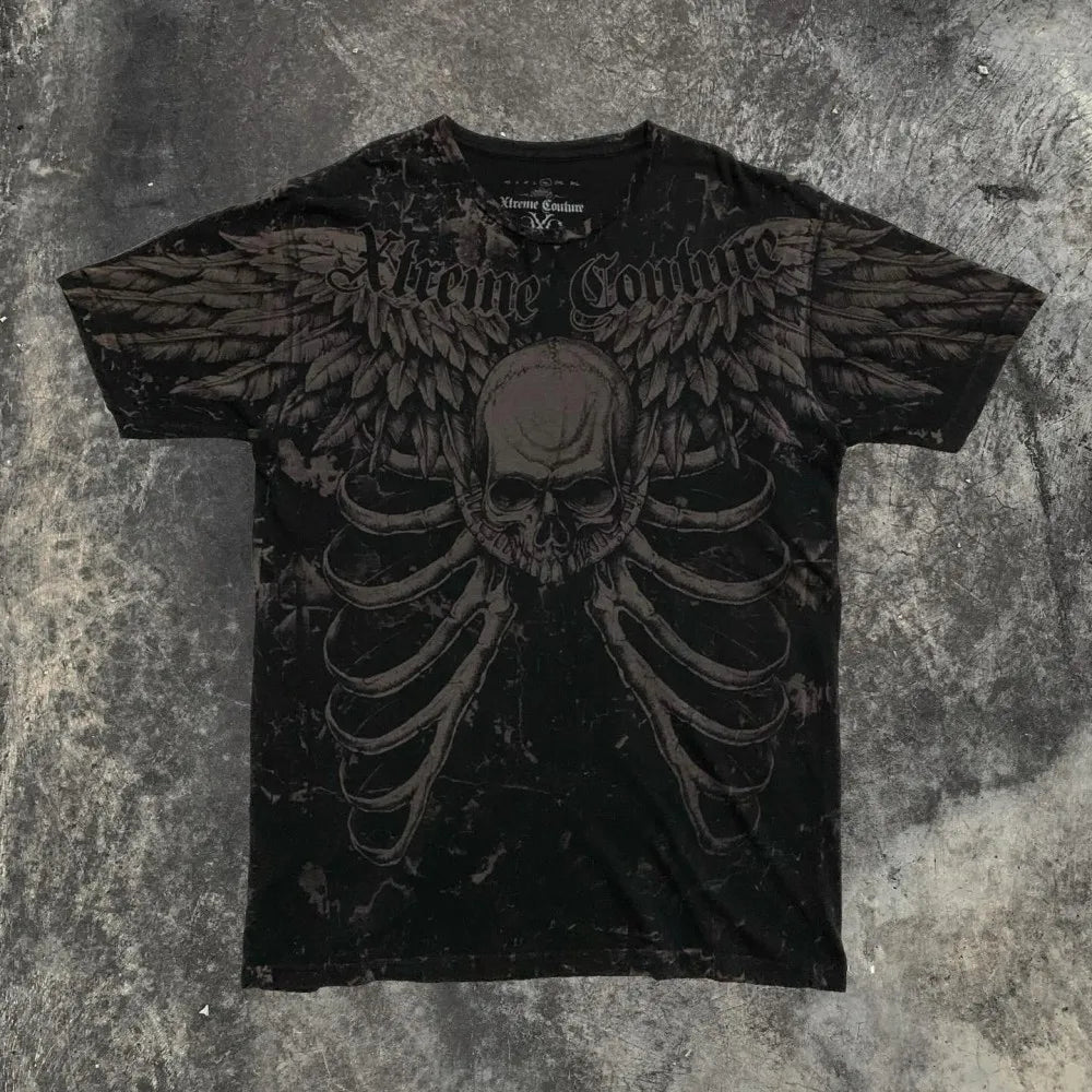 Cheap T-shirt Jerseys European and American men's summer fashion skull letter print comfortable and breathable round neck T-shirt outdoor street top