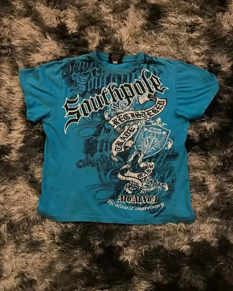 Cheap T-shirt Jerseys Y2K Affliction Graphic T Shirt Mens Large Grunge Wings New Fashion Style Couple Tops Pure Cotton Short Sleeves