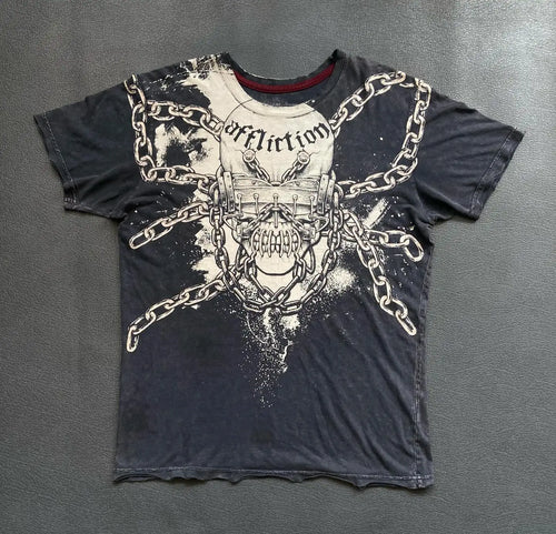 Cheap T-shirt Jerseys Affliction Short Sleeves Man Vintage Clothing Punk Hip Hop Graphic Print Oversized T shirt Round Neck Cotton Short Sleeve Tops