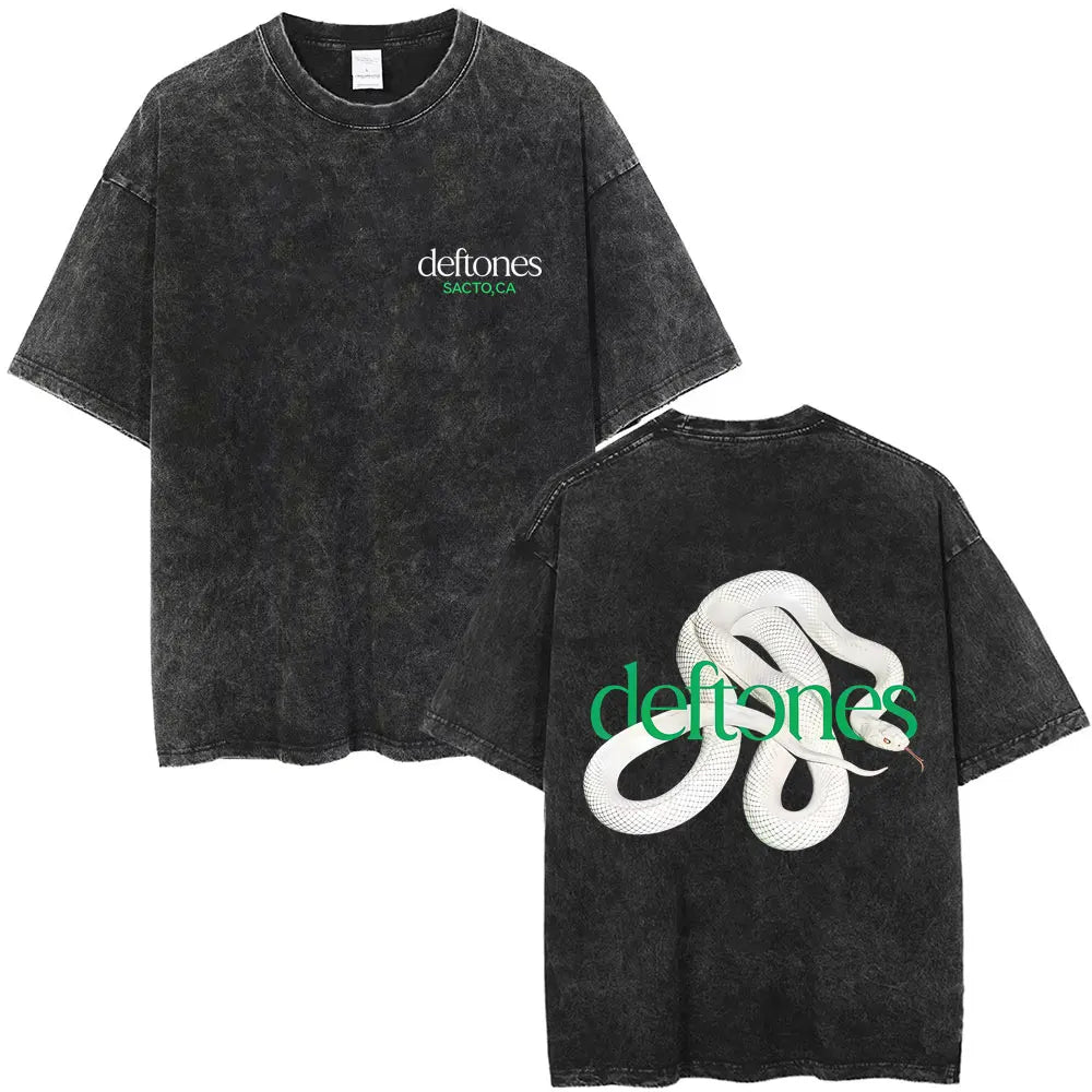 Cheap T-shirt Jerseys New Arrival Mens Clothes Tee Shirt Homme Washed Vintage Rock Band Deftones Private Music Graphic  Men Clothing New in Top & Tees