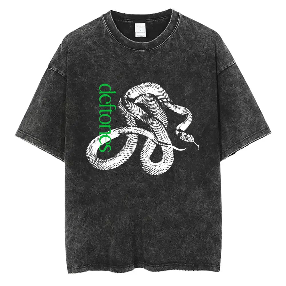 Cheap T-shirt Jerseys New Arrival Mens Clothes Tee Shirt Homme Washed Vintage Rock Band Deftones Private Music Graphic  Men Clothing New in Top & Tees