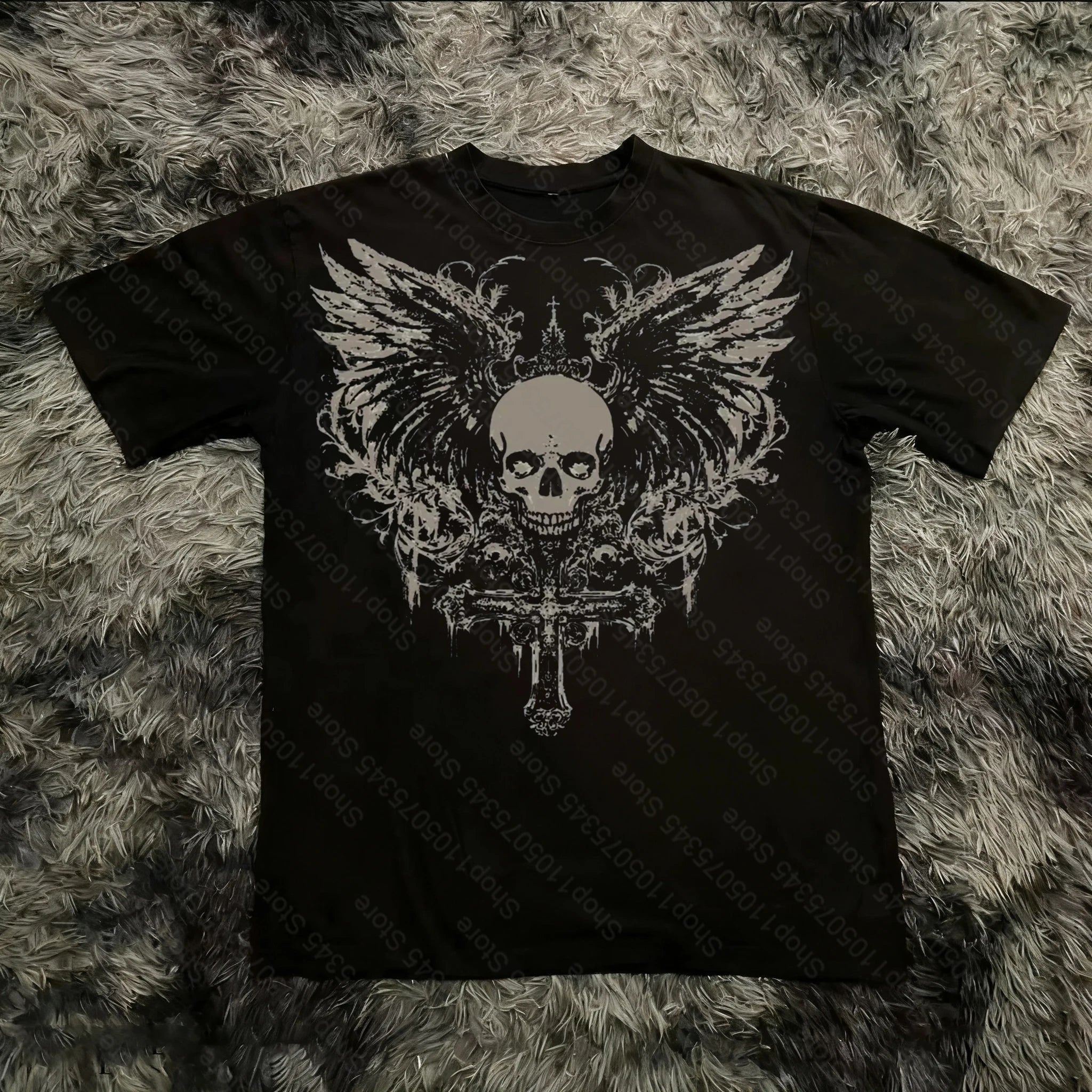 Cheap T-shirt Jerseys Retro Classic Gothic Style T-shirt Print Oversized Shirt High Street Shirts Gothic Round Neck Cotton Tops New Mens Women T Shirt