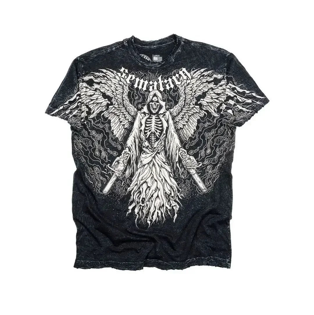 Cheap T-shirt Jerseys Affliction Short Sleeves Man Vintage Clothing Punk Hip Hop Graphic Print Oversized T shirt Round Neck Cotton Short Sleeve Tops