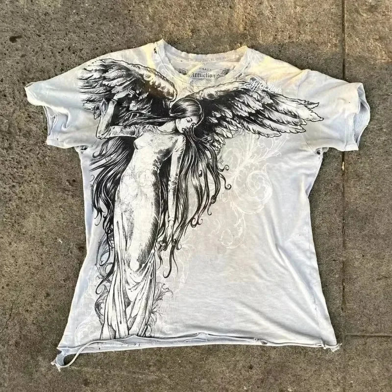 Cheap T-shirt Jerseys Red Southpole Graffiti T-Shirt Mens Urban Streetwear Art Bold Vintage Distressed Style Tops Hip-Hop American Women Casual Wear