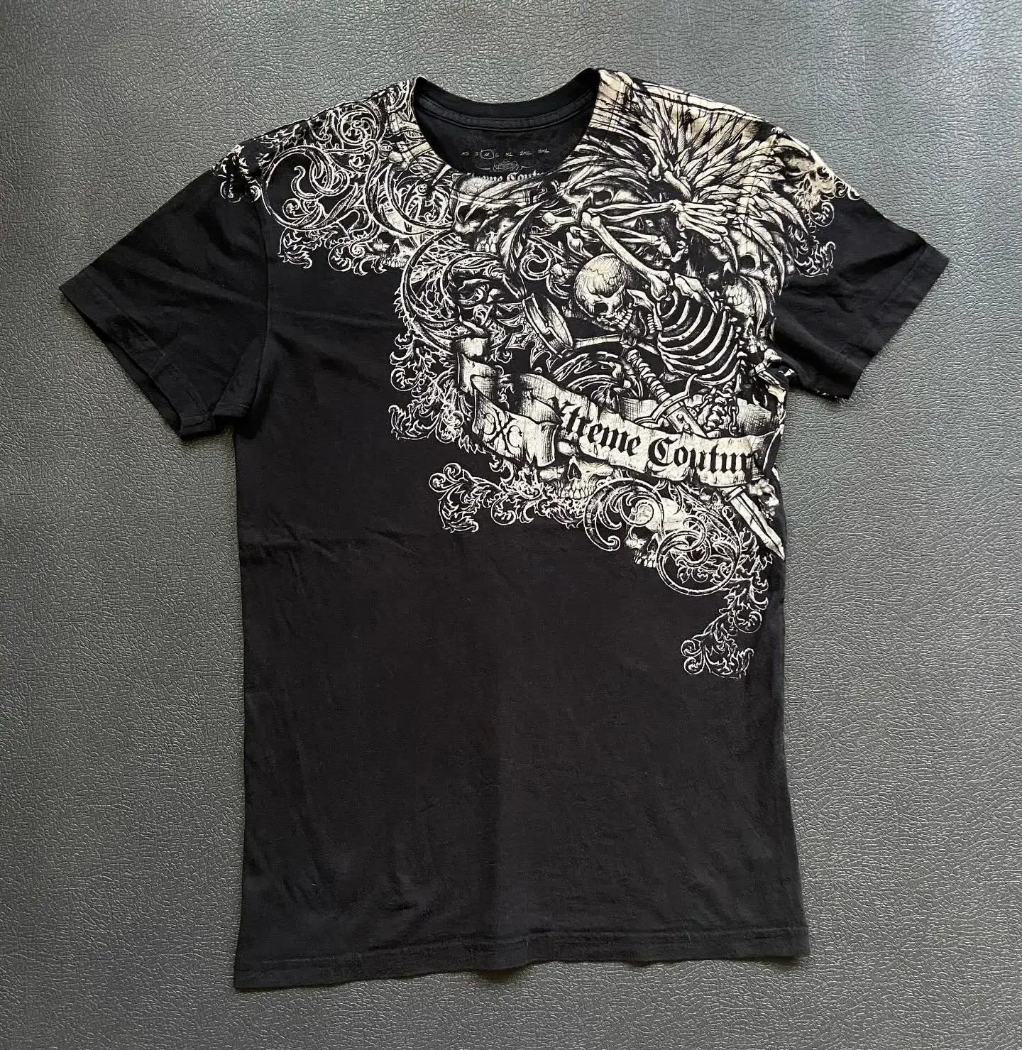 Cheap T-shirt Jerseys Xtreme Couture Short Sleeves Man Y2K Full Sleeve Skull Printing Retro Darkly Style T Shirts Fashion Pure Cotton Tops