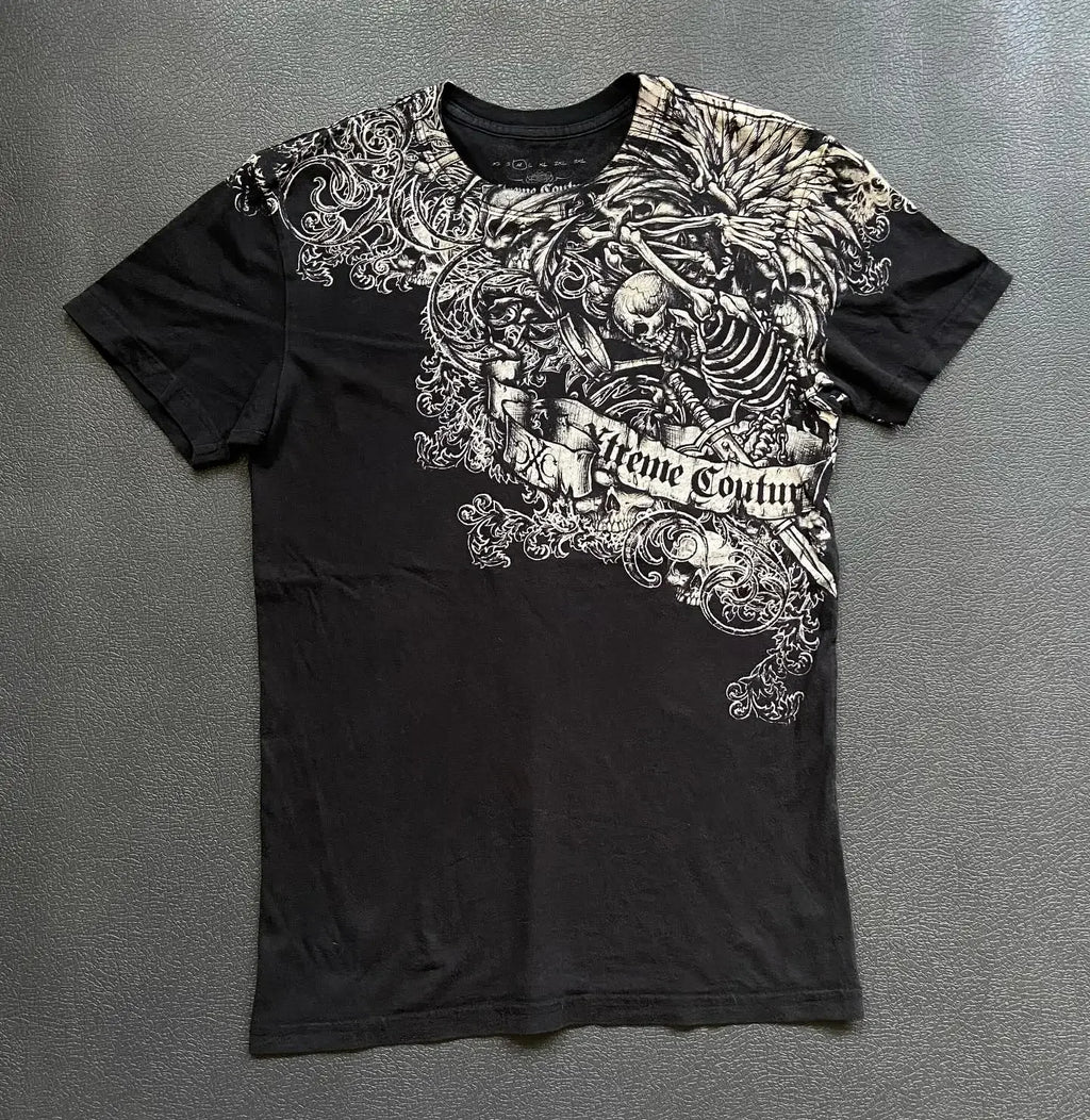 Cheap T-shirt Jerseys Xtreme Couture Short Sleeves Man Y2K Full Sleeve Skull Printing Retro Darkly Style T Shirts Fashion Pure Cotton Tops