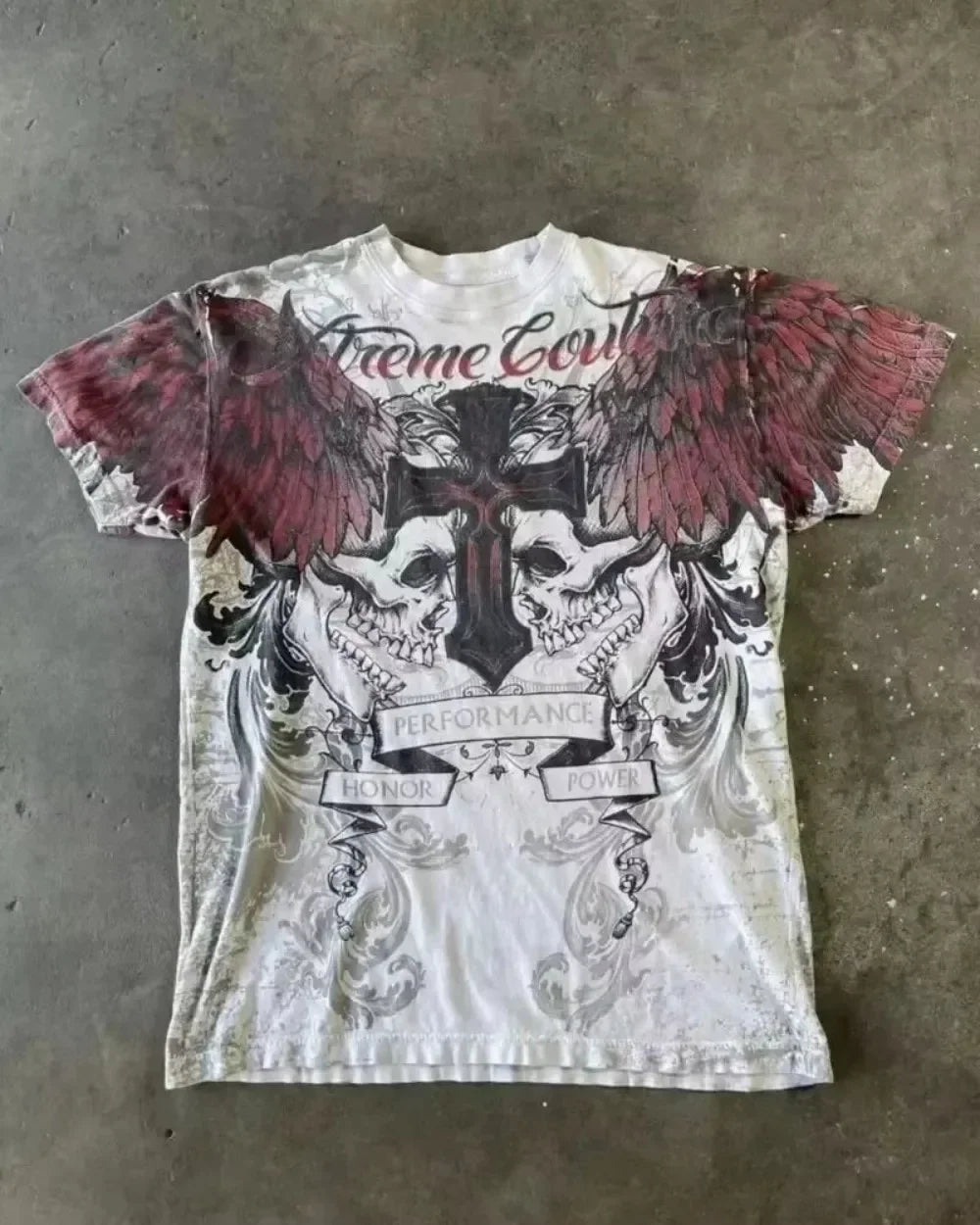 Cheap T-shirt Jerseys 2000s affliction Graphic T-Shirt Mens Large Grunge Wings New Fashion Style Couple Tops Pure Cotton Shirt